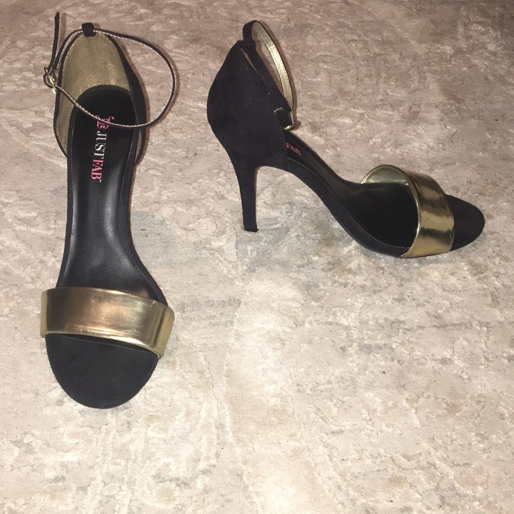 Black and gold heels